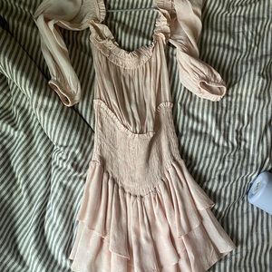 Blue Life Pink Smocked Waist Floral Romper / Dress